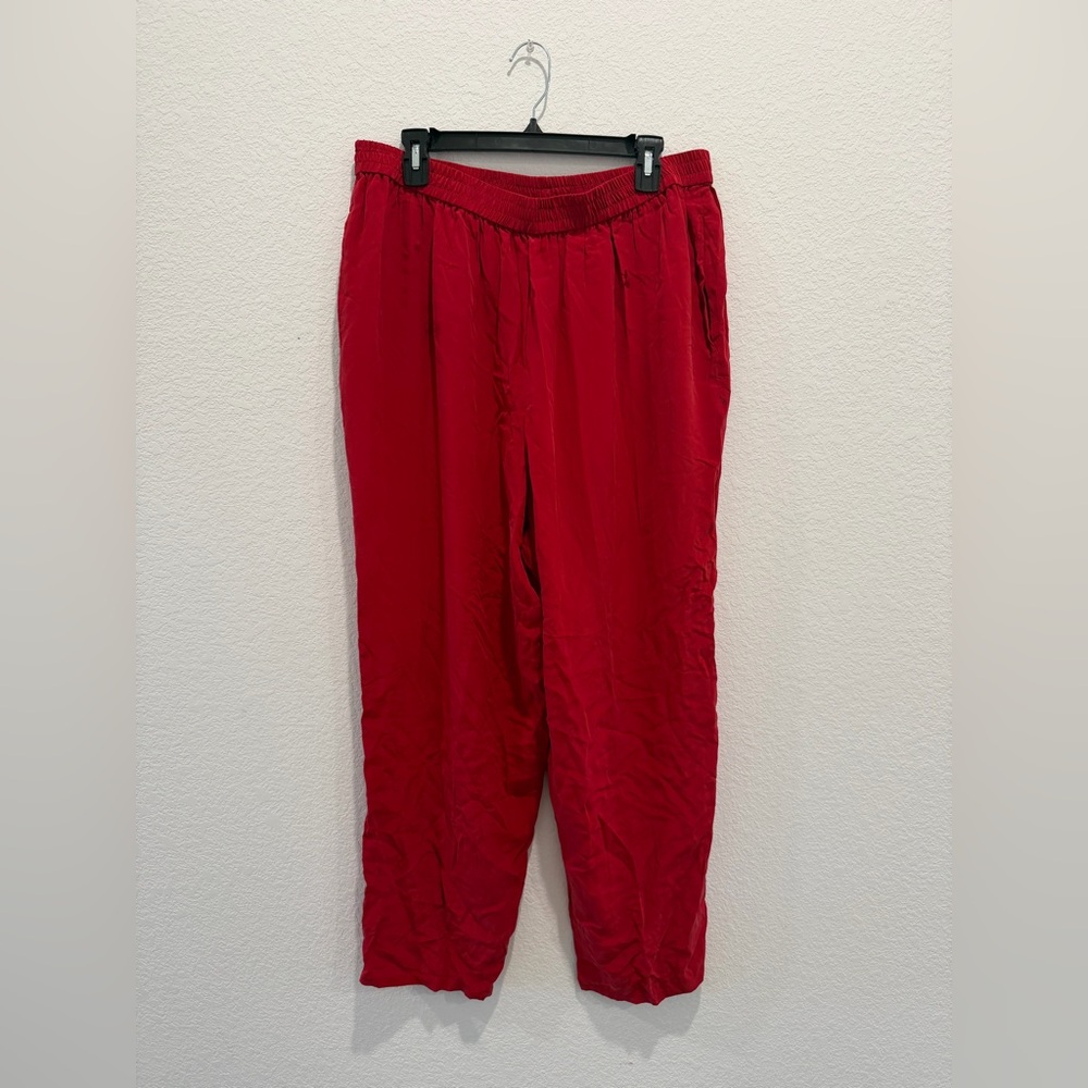 DVF Diane Von Furstenburg 100% Silk Red Casual Dress slacks Pants